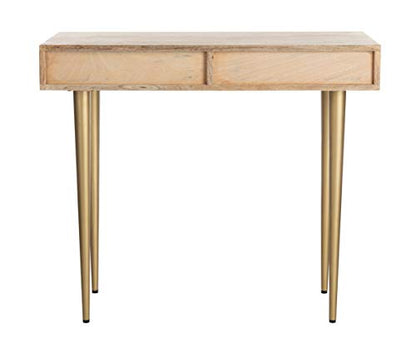 Safavieh Home Office Leni Modern Natural and Grey and Brass 1-drawer Desk