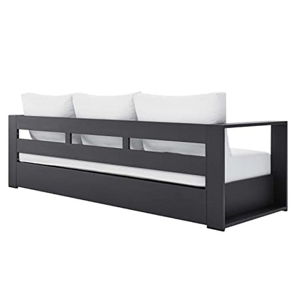 Tahoe Aluminum Outdoor Patio Sofa in Gray White