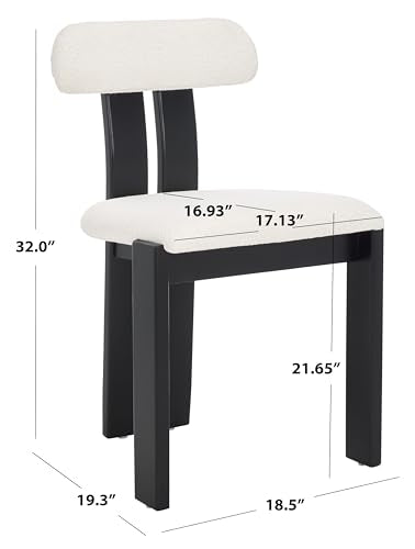SAFAVIEH Home Collection Cayde Modern Cream Boucle Seat & Black Solid Wood Dining Chair