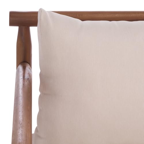 SAFAVIEH Outdoor Patio Furniture Collection - Cardori Teak & Cream Solid Wood Bench with Cushions and Coffee Table Set, 2-Piece Patio Seating Ensemble (PAT6808A)