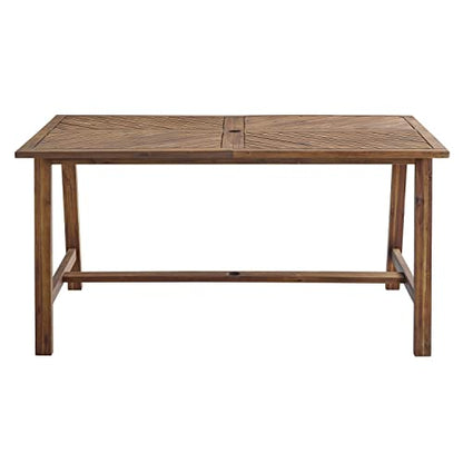 Outdoor Patio Wood Chevron Rectangle Coffee Table All Weather Backyard Conversation Garden Poolside Balcony, 60 Inch, Dark Brown