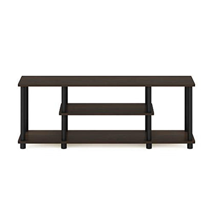 Turn-N-Tube No Tools 3D 3-Tier Entertainment TV Stand up to 50 inch TV, Round Tubes, Dark Brown / Black | for TV up to 50 Inch, Open Frame Rectangular Entertainment Center with Storage Shelf, TV Console, for Living Room, Bedroom