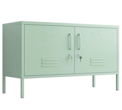 Green 2-Door Wide Lockable Metal Storage Cabinet, TV Stand & Media Console, view 2