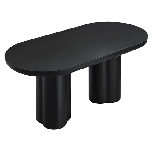 Caspian 72Inch Oval Dining Table Industrial Concrete Black Finish Modern Kitchen Room Entertaining Home Furniture Quality Stylish Elegant Durable Refined Versatile
