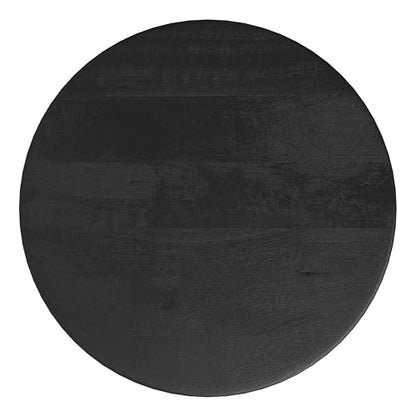 Boyd End Table - 13" Wide x 18" High Solid Mango Wood Round Accent Table in Black, Handcrafted Contemporary Nightstand or Lamp Stand for Living Room, Bedroom, or Office, Assembled