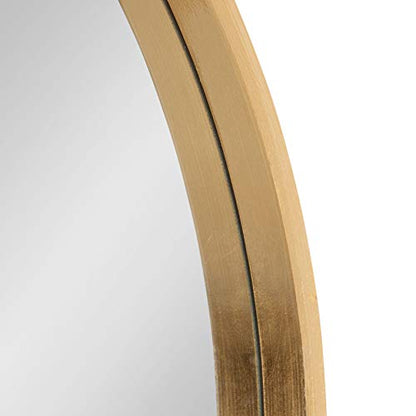 Travis Round Wood Wall Mirror, 31.5" Diameter, Gold, Modern Glam Wall Décor Accent
