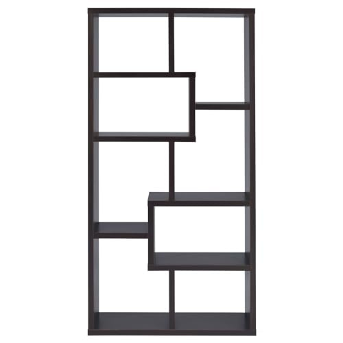 Coaster Theo 71-Inch 6-Shelf Bookshelf with Storage, Cappuccino 800264, view 5