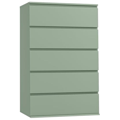 5 Drawer Dresser Tall Dresser with Large Storage Space, Modern Chest of Drawers, 23.6L x 17.6W x 39.1H Inch Storage Organizer Cabinet for Home, Green