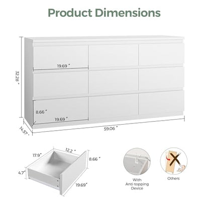 Modern 9 Drawer Dresser for Bedroom, Simply Chest of Drawers, view 3