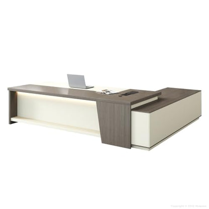 79" Executive L-Shaped Desk, 2" Top, LED, Power, Left Return, view 4