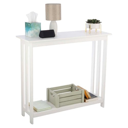 Slim Console Table - 39in x 11.8in Narrow Entryway Table - 2-Tier Sofa Table with Open Storage Shelf - Console Tables for Entryway, Hallway, and Foyer - Living Room Furniture by (White)