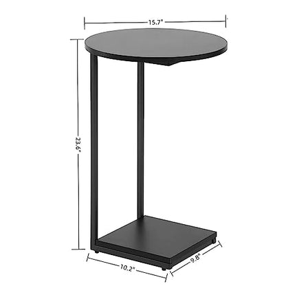 Small End Table,c Table End Table for Sofa,Round Coffee Table is Suitable for Living Room and Bedroom.(Black)