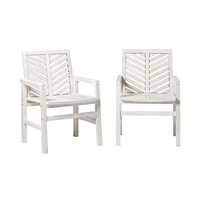 AZWC2VINWW Avalon Chevron Solid Acacia Wood Outdoor Chair, White Wash