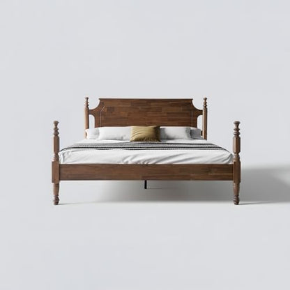 Solid Wood Queen Size Platform Bed Frame with Headboard & Footboard, view 5