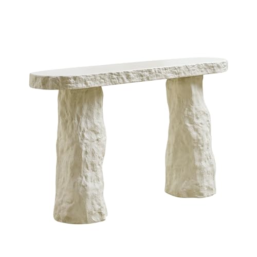 53.94 inch Modern Design Console Table,Imitation Stone Table,Fiberglass Entryway Table with Irregular Legs for Living Room,Hallway