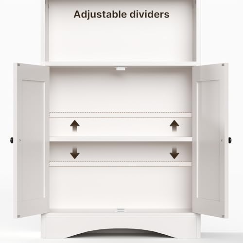 Bookshelves and Bookcases with Doors, 6-Shelf Bookcase, Floor Standing Display Storage Shelves, 71” Tall Bookcase, with Adjustable Shelves, for Home, Office, Living Room, White
