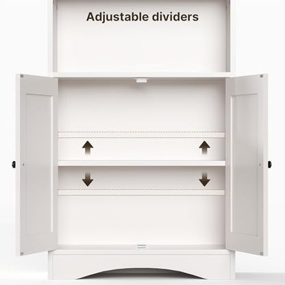 Bookshelves and Bookcases with Doors, 6-Shelf Bookcase, Floor Standing Display Storage Shelves, 71” Tall Bookcase, with Adjustable Shelves, for Home, Office, Living Room, White