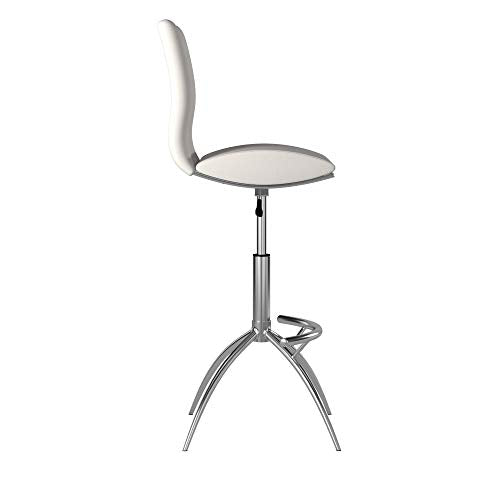 Minimalist Collection Height Adjustable Swivel Leatherette Bar Stool with Cushion and Gas Lift, Set of 2, White (S6049WH)