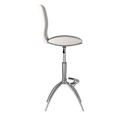 Minimalist Collection Height Adjustable Swivel Leatherette Bar Stool with Cushion and Gas Lift, Set of 2, White (S6049WH)