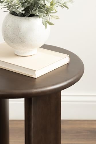 Erys Mid-Century Modern Round Side Table; 16 x 16 x 20; Dark Brown; Transitional Wood End Table for Use as Bedroom Nightstand or Living Room Accent Table