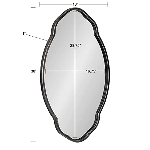 Magritte Traditional Scalloped Mirror, 18 x 30, Black, Decadent Farmhouse Wall Decor