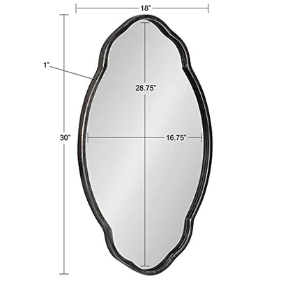 Magritte Traditional Scalloped Mirror, 18 x 30, Black, Decadent Farmhouse Wall Decor