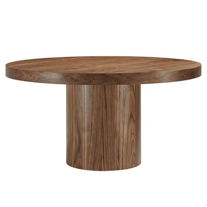 Gratify 60Inch Round Dining Table Solid Wood Walnut Finish Modern Kitchen Room Entertaining Home Furniture Quality Stylish Elegant Durable Refined Versatile