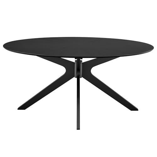 Crossroads 63Inch Oval Dining Table Solid Wood Black Finish Modern Kitchen Room Entertaining Home Furniture Quality Stylish Elegant Durable Refined Versatile