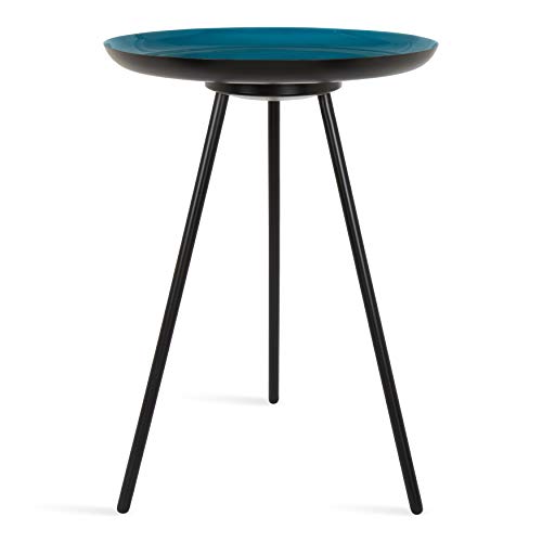 Laranya Modern Side Table, 15" x 15" x 22.5", Teal and Black, Chic Minimalist End Table