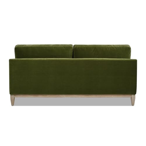 Jennifer Taylor Home Pasadena 75.5" Modern Living Room Farmhouse Performance Velvet Compact Sofa Couch for Small Spaces and Apartments in Olive Green