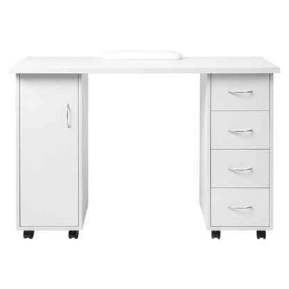 Home Office Computer Desk,Rolling Wooden Executive Desk,White, view 4