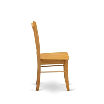 DLC-OAK-W Dublin Dining Chairs - Slat Back Wooden Seat Chairs, Set of 2, Oak
