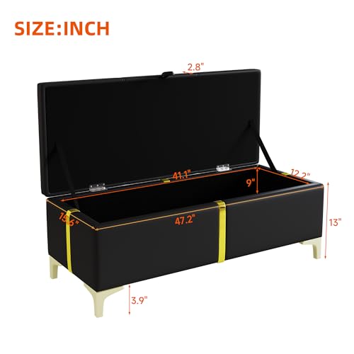2-Pieces Bedroom Sets, Queen Size PU Upholstered Platform Bed with Hydraulic Storage System, Wood Platform Bed Frame with Metal Legs Storage Ottoman for Kids Teens Adults Bedroom, Black