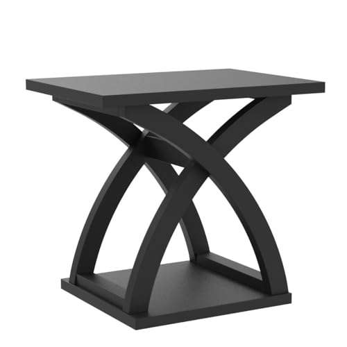 End Side Table Set of 2, Modern End Table with Storage Shelf, X-Design Side Table Living Room