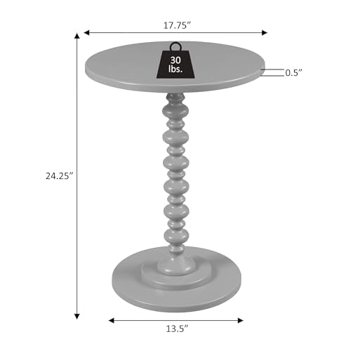 Palm Beach Spindle Table 17.75" - Traditional Round End Table for Living Room, Turned Solid Wood Side Table, Classic Display Pedestal Table, Espresso