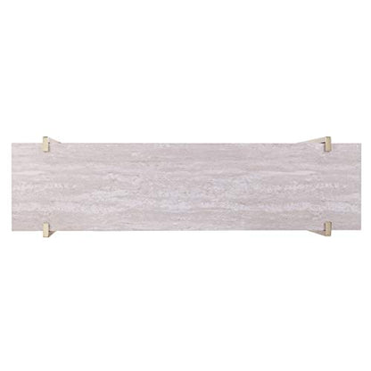 Ardmillan Two-Tier Faux Marble Top 47.25" Console Table, Brass/Dark Tobacco/White