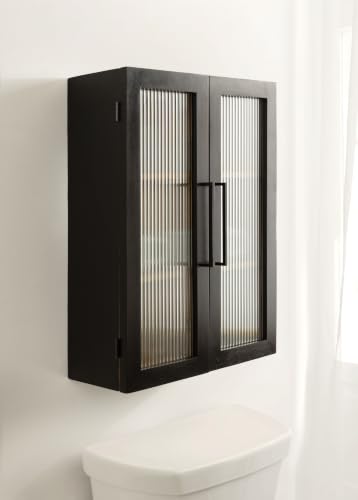 Langfeld Ribbed Glass Wall Cabinet for Bathroom Storage, view 5