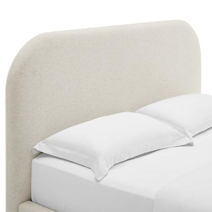 Keynote Modern Queen Bed Frame with Curve Shaped Headboard in Heathered Weave, view 9