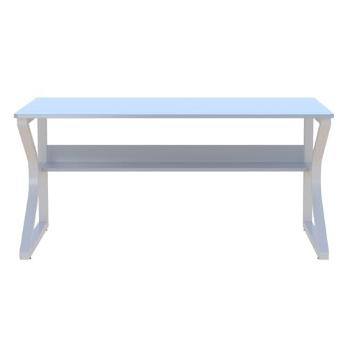 47.3-Inch Writing Desk with Storage Shelf, Warm White, view 6