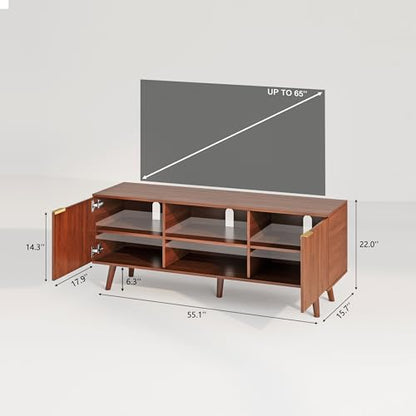 55 inch Fluted TV Stand with Storage, view 3