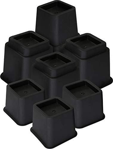 Bed Riser, 3 & 5 Inches Adjustable Furniture Risers for 8 Inch Combined Furniture Lift, Under Bed Storage & Dorm Room Essential, Supports Up to 1,300 lbs (36 Set, Black)