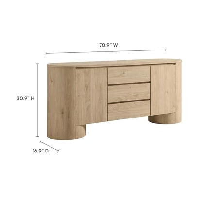 Duval Oval Wood Grain 71 Inch Sideboard with Doors and Drawers in Hickory Frost, view 4
