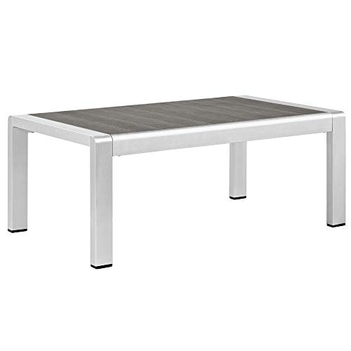 Shore Outdoor Patio Collection | Durable Aluminum Sectional Sofa Set - Silver Navy | Enhance outdoor relaxation with this elegant furniture set. Includes Coffee Table, Loveseat, and Armchairs.
