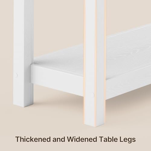Console Table with Drawers, Sofa Table with Storage Shelves, 2-Tier Wooden Entryway Table for Living Room, Kitchen, Hallway, Foyer, White