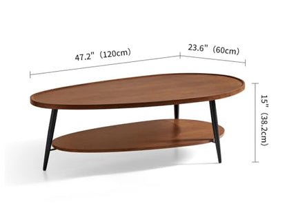 Saint Mossi Oval Wood Coffee Table, Mid-Century Modern Coffee Table, Double Layer Center Table for Living Room, D47xW23.6xH15, Espresso