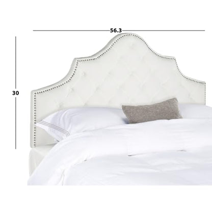 Safavieh MCR4035H-F Mercer Collection Arebelle Velvet Headboard, Full, White