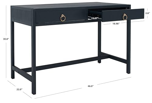 Solid Wood Navy Desk with Glam Gold Hardware, view 4