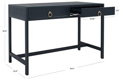 Solid Wood Navy Desk with Glam Gold Hardware, view 4