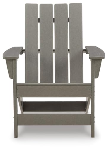 Signature Design by Ashley Visola Outdoor Patio HDPE Weather Resistant Adirondack Chair, Gray