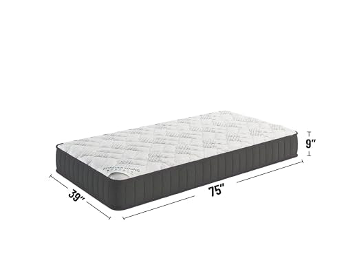 9" Hybrid Twin Mattress - Firm - Made in USA - Individually Pocketed Coils & CertiPUR-US Foam - Fiberglass-Free - Bed in a Box